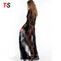 2020 hot style Long sleeve lace maxi dress sun protection beach coverup for women